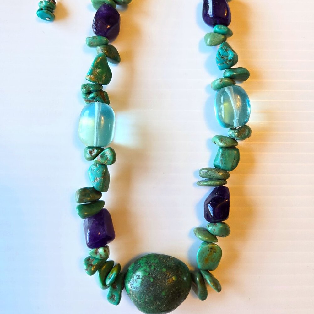 RARE Vintage Turquoise and Amethyst Necklace ON  SALE